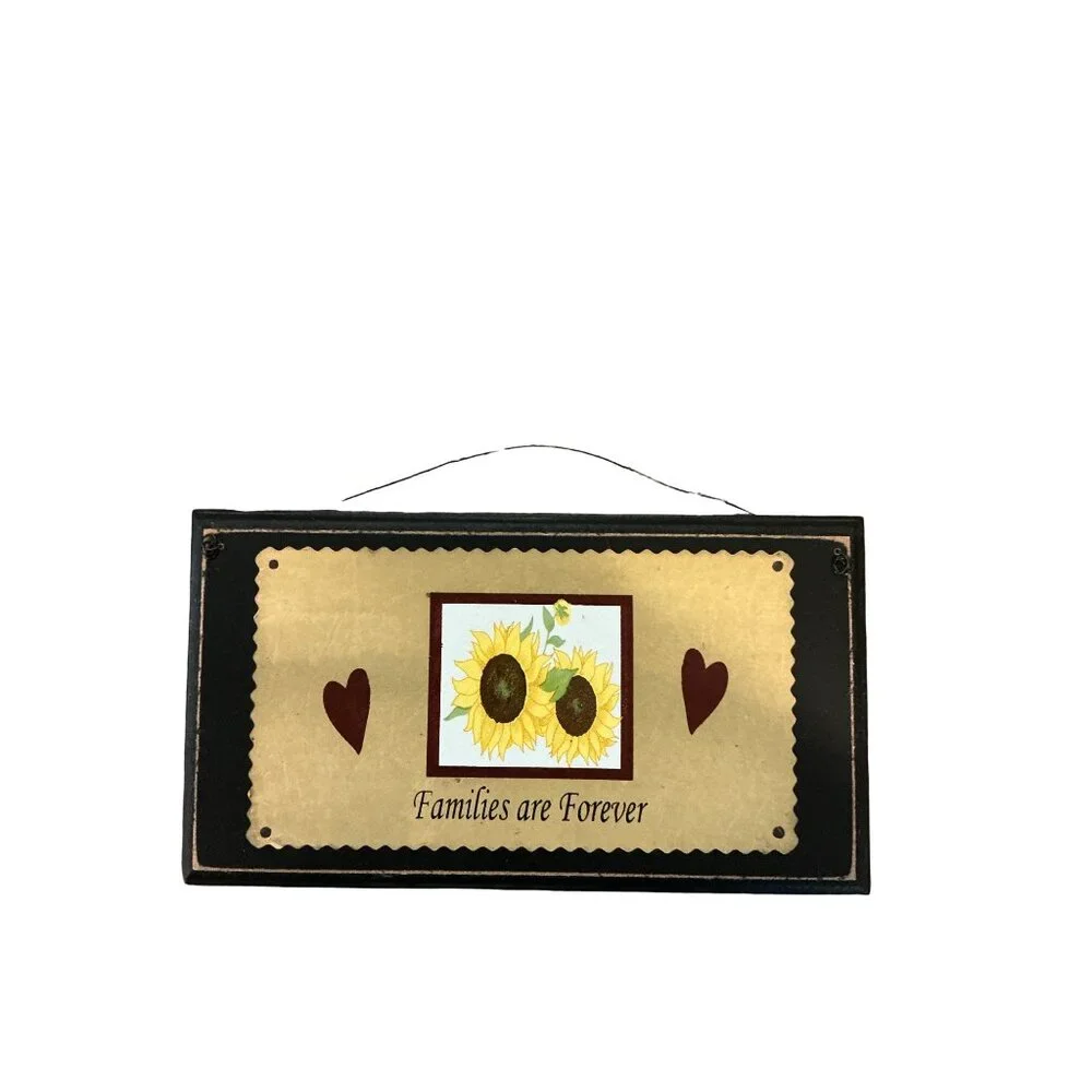 Rustic Hanging Wooden Plaque Sunflower & Heart Design 